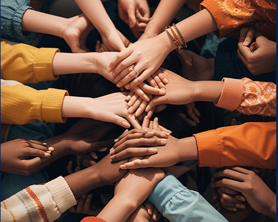 Diverse community of women supporting each other